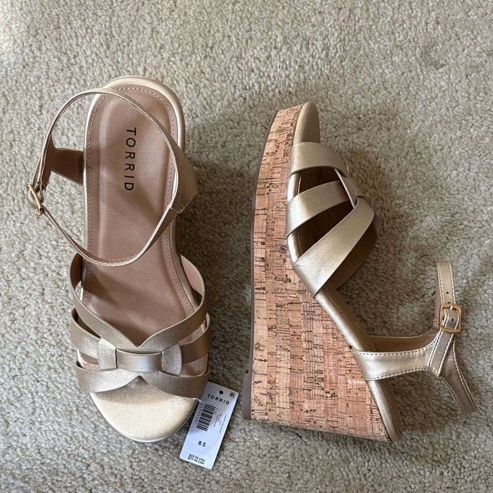 Torrid Gold Cork Wedge Sandals - Women's Size 8.5